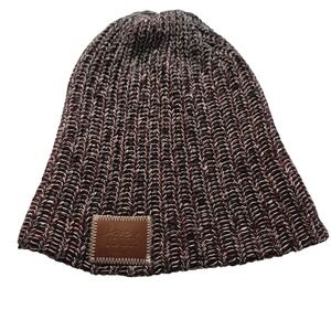 Love Your Melon 100% Cotton Burgundy ‎ Black Speckled Knit Beanie Hat Unisex